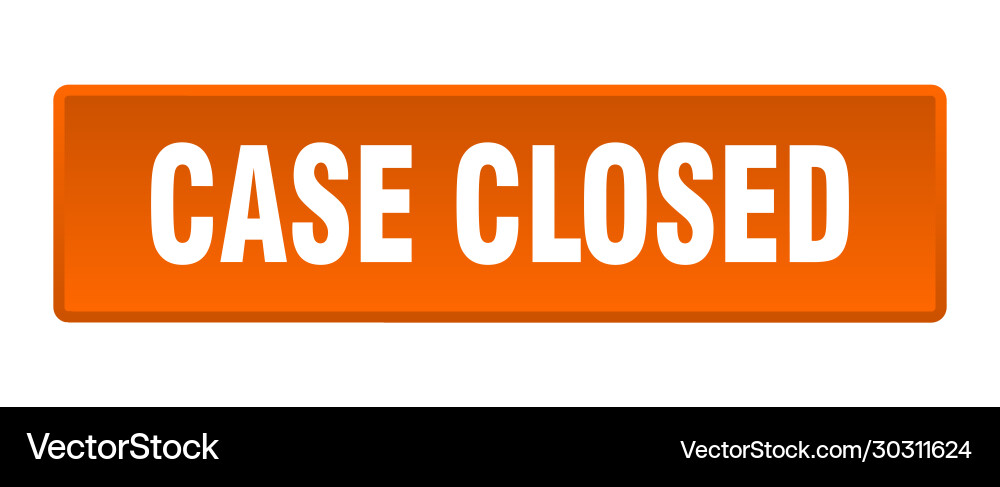 Case closed button square orange push vector image
