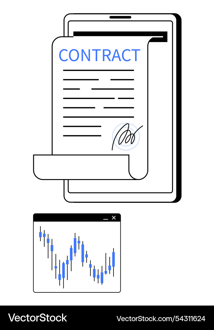 Digital contract signing and financial data Vector Image