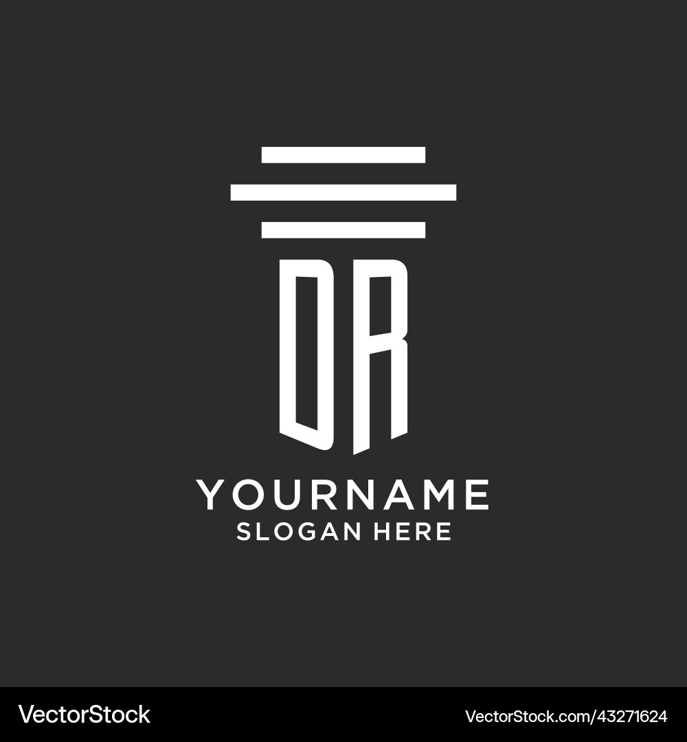 Dr initials with simple pillar logo design Vector Image