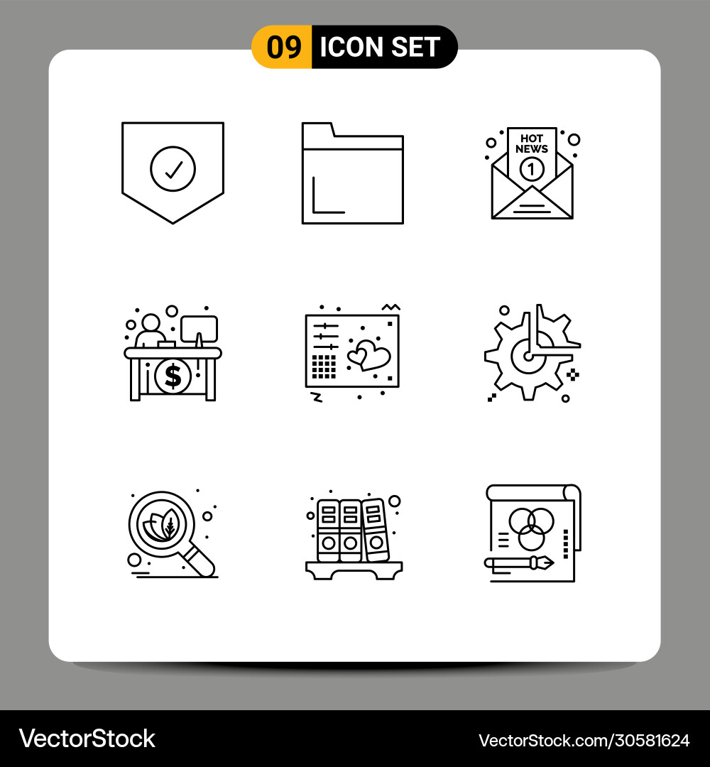 Group 9 modern outlines set for controller vector image