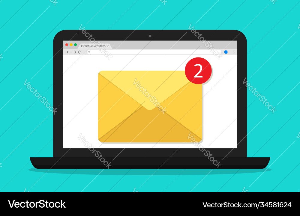 Mail in computer email window laptop screen vector image