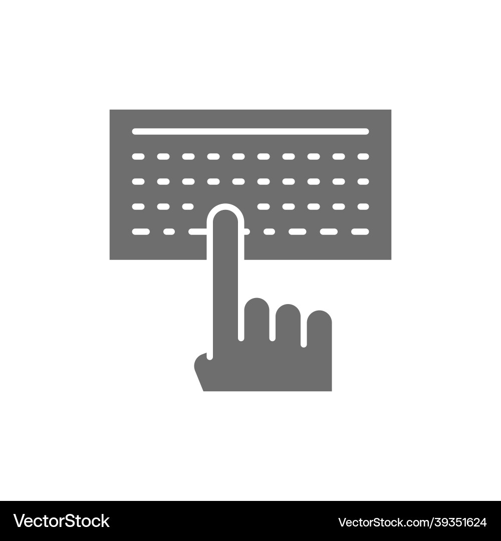 Man typing text on keyboard grey icon Man typing text on keyboard grey icon vector image
