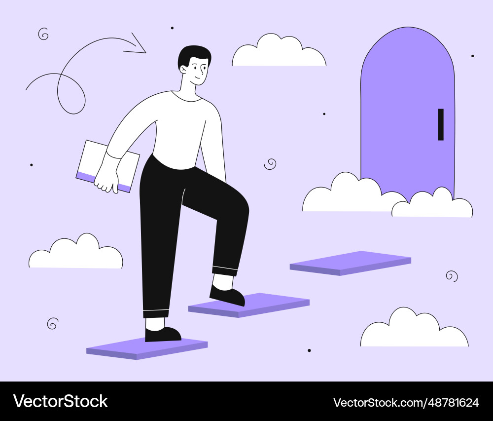 Man with first step line concept Man with first step line concept vector image