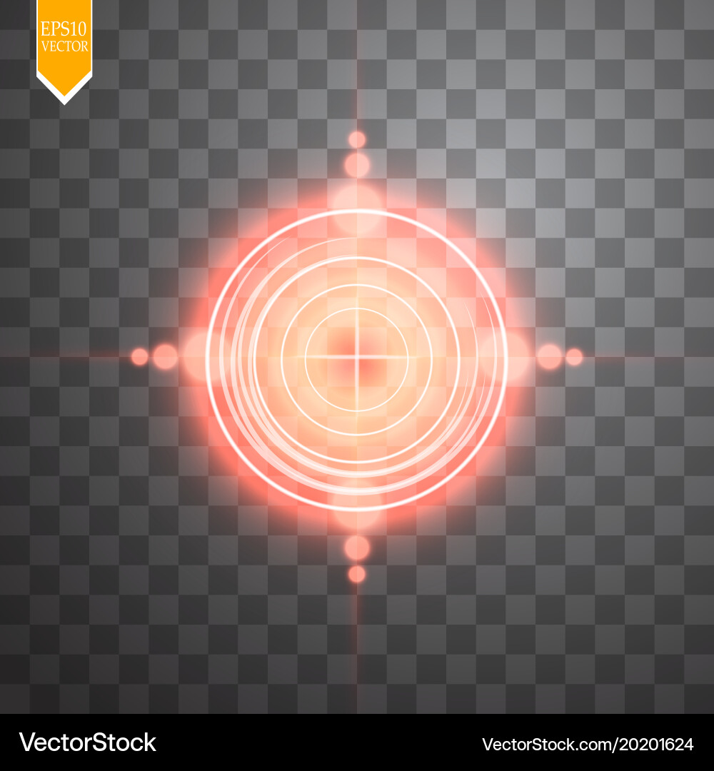Neon red target isolated game interface element vector image