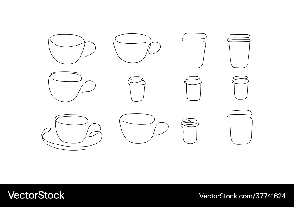 One line art style cup coffee abstract food One line art style cup coffee abstract food vector image