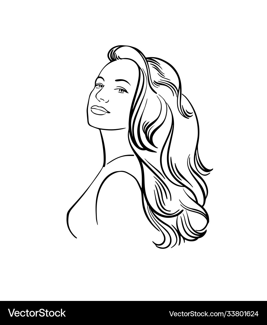 Portrait a young woman with beautiful hair Vector Image