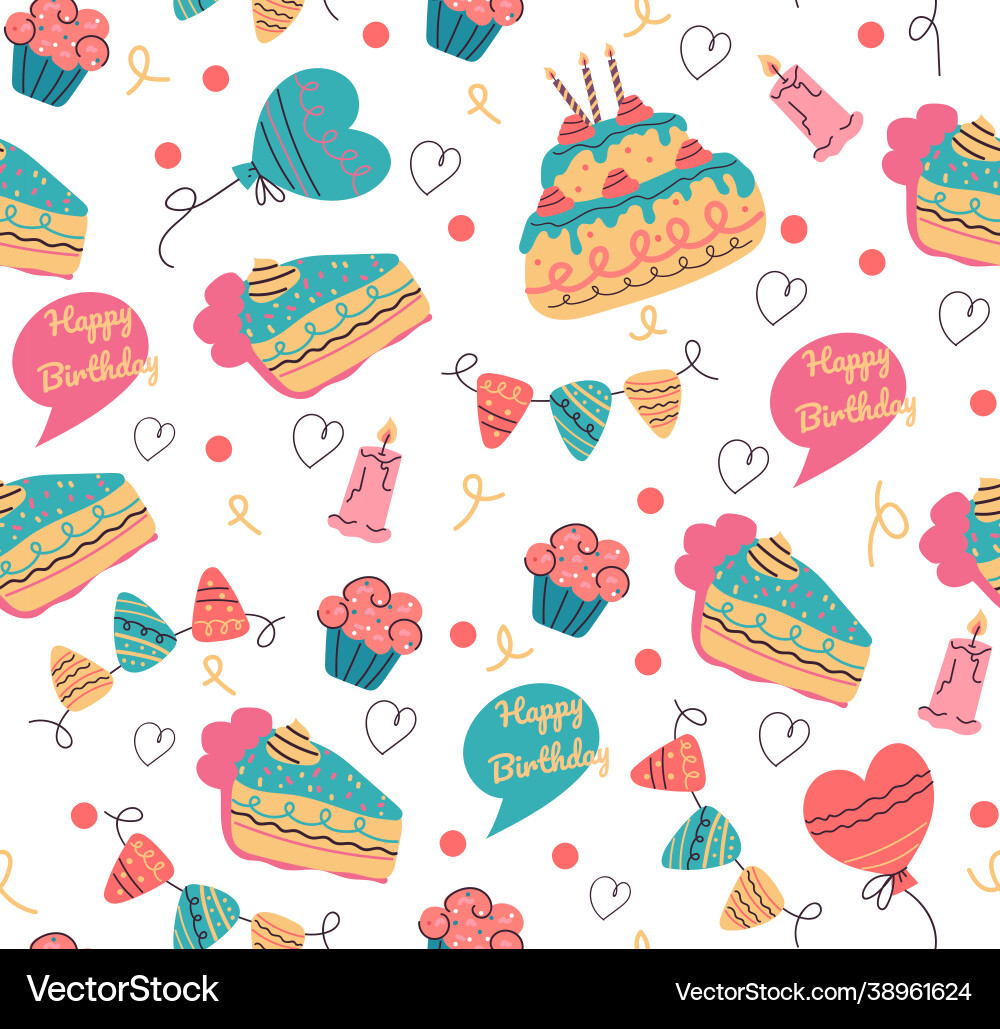 Seamless birthday pattern for print design Seamless birthday pattern for print design vector image