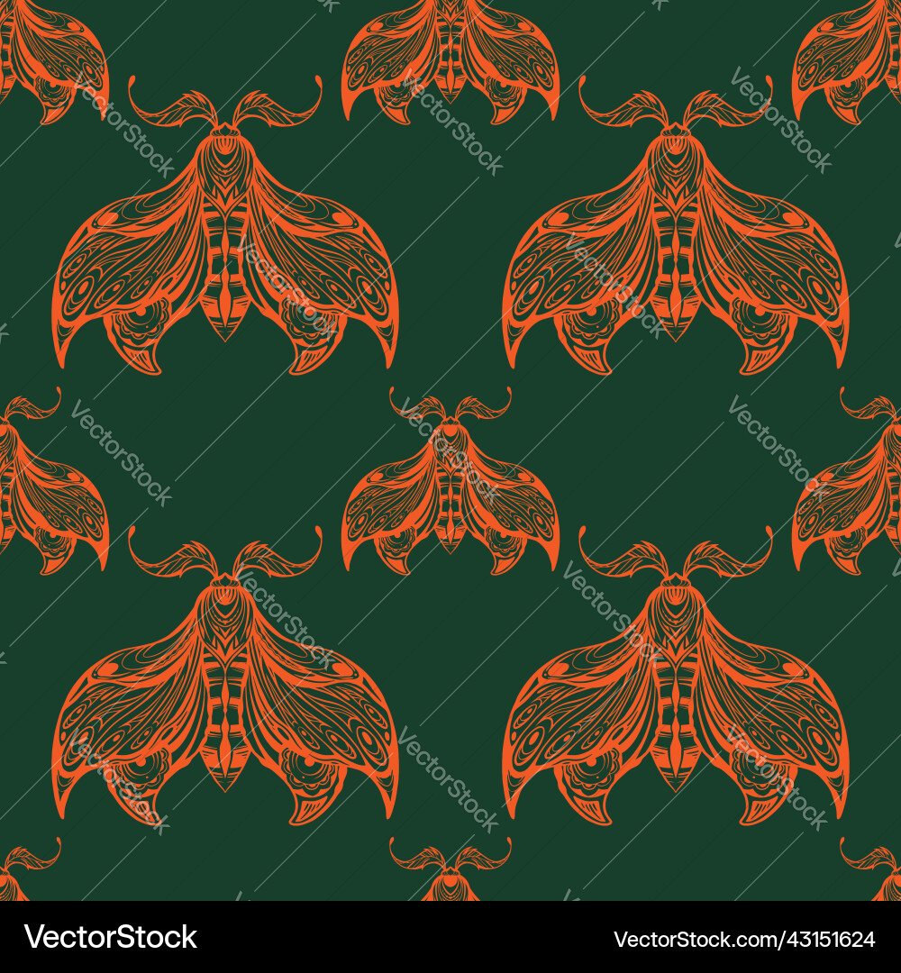 Seamless pattern with drawing moth boho Seamless pattern with drawing moth boho vector image