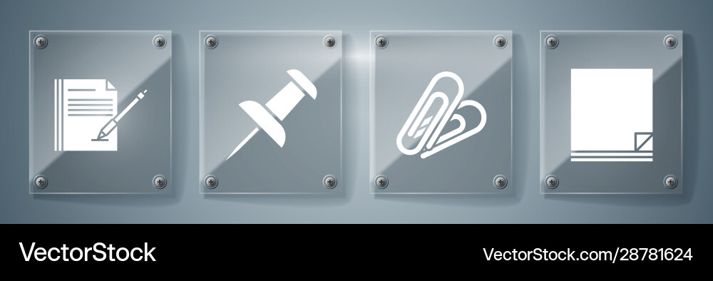 Set file document paper clip push pin and blank Set file document paper clip push pin and blank Vector Image