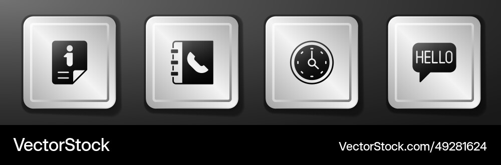 Set information phone book clock and hello Vector Image
