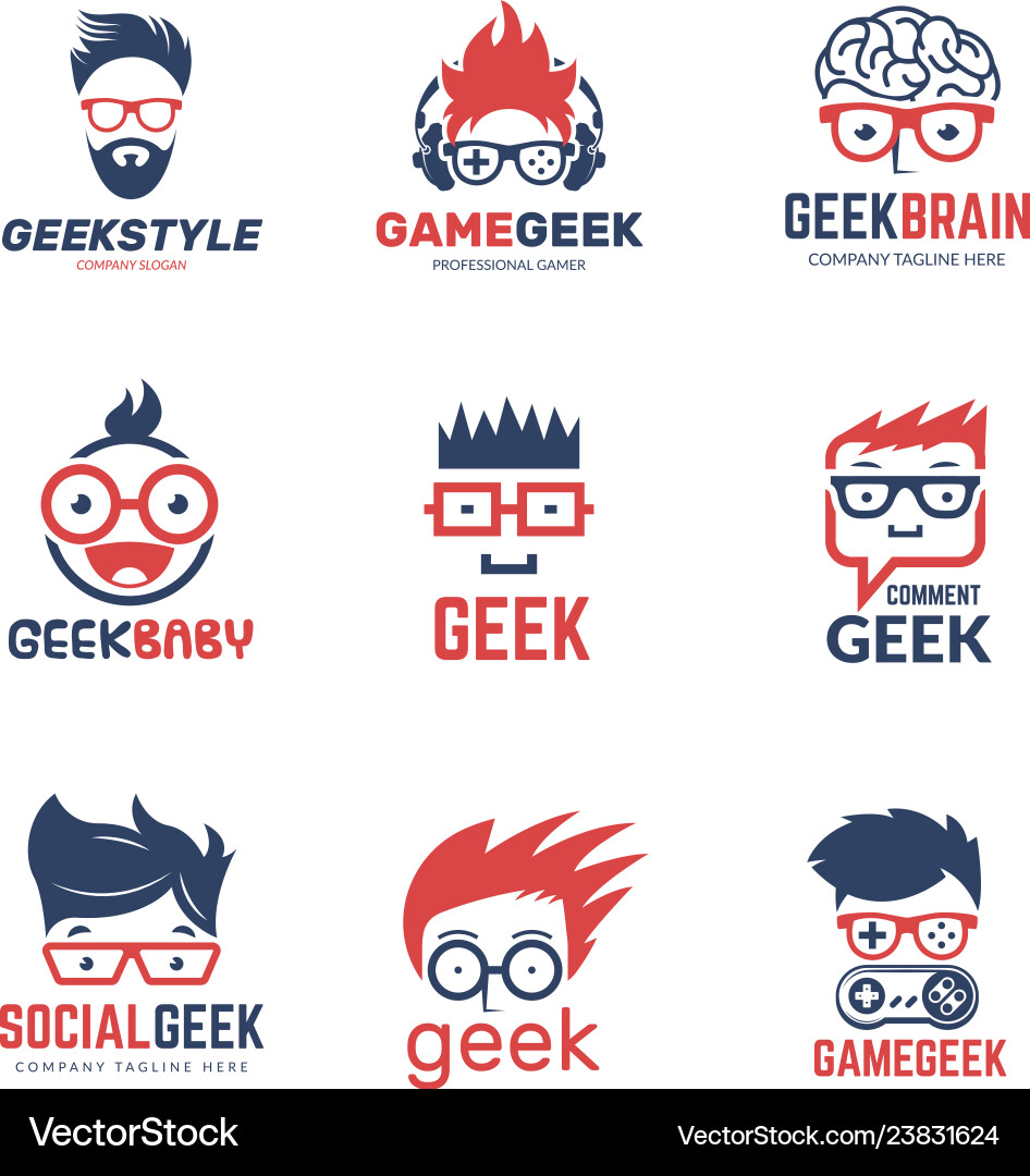 Smart Programmer Logo - Geek Identity vector image