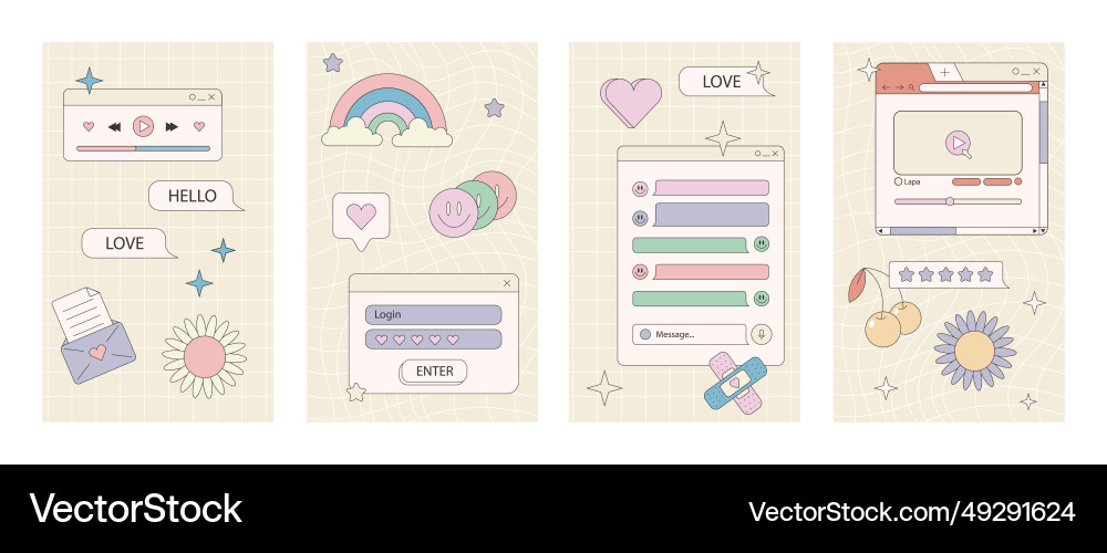 Stories template retro browser computer window vector image