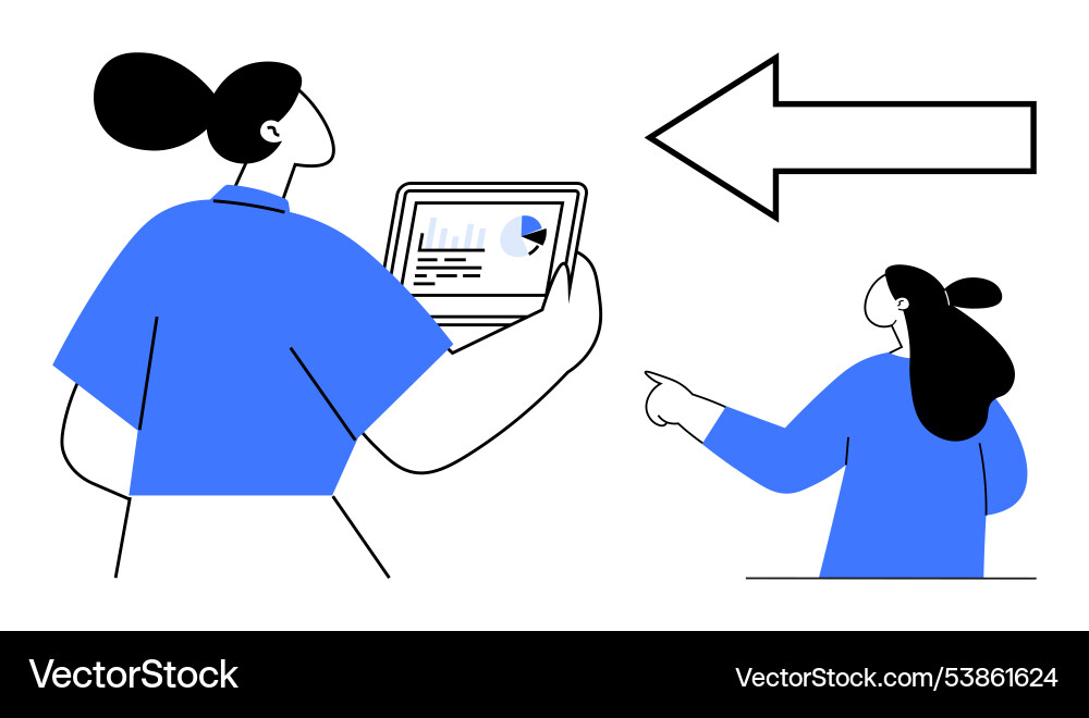Team collaboration with data display Team collaboration with data display vector image