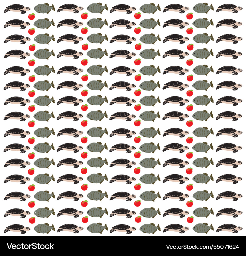 Turtle fish with apple as a pattern background Turtle fish with apple as a pattern background vector image