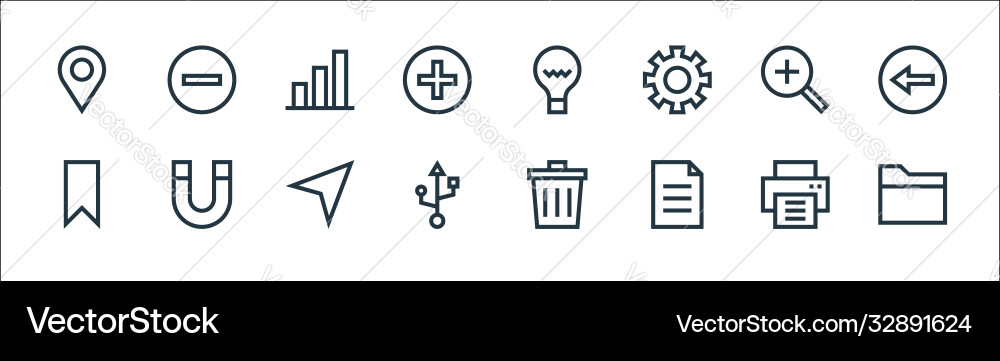 Web essentials line icons linear set quality Web essentials line icons linear set quality vector image
