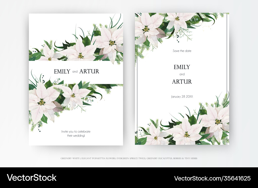 Classy winter season wedding floral invite banner Classy winter season wedding floral invite banner vector image