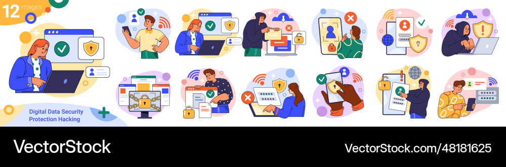 Digital data security and protection from hacking Digital data security and protection from hacking vector image