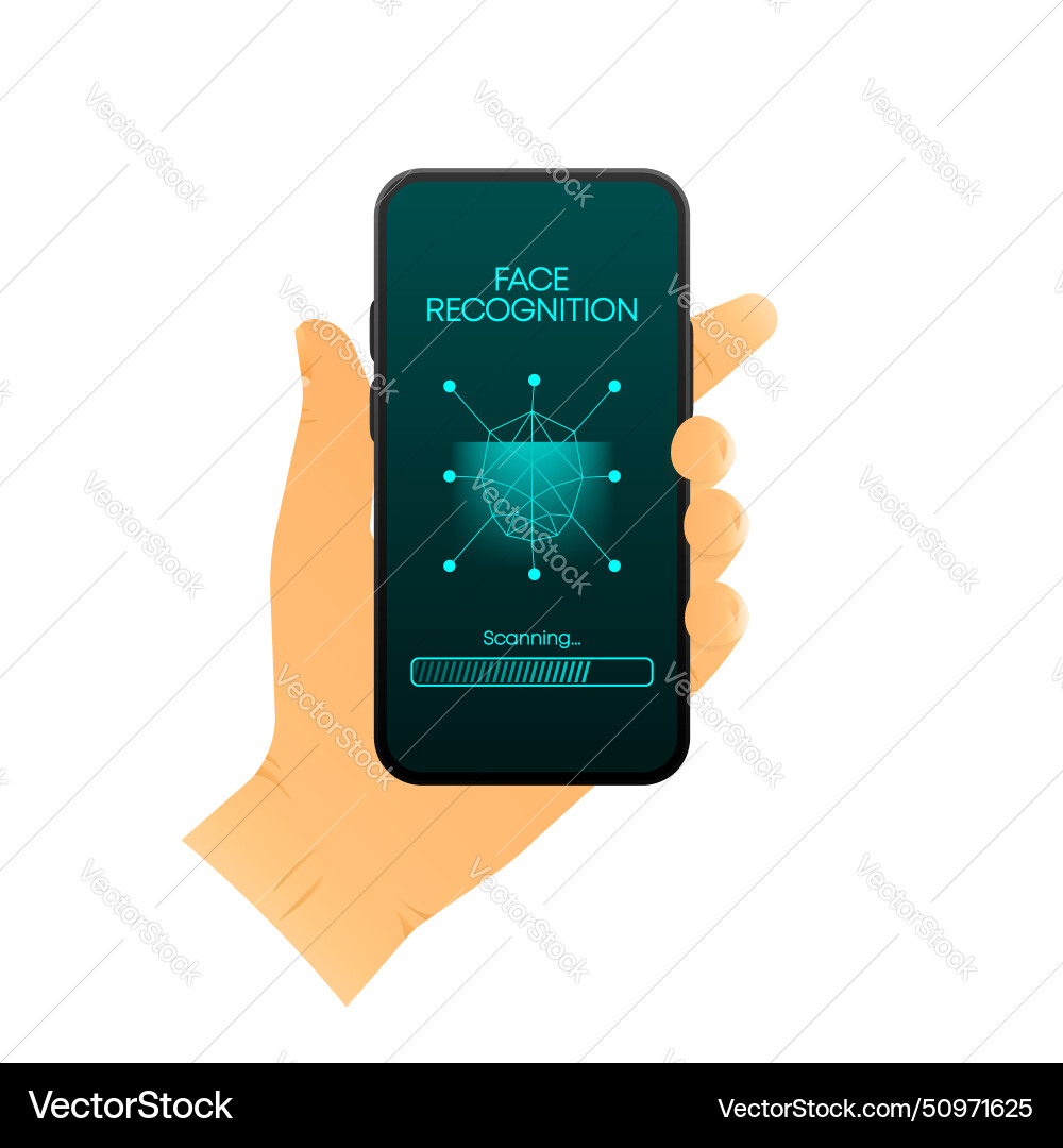 Face recognition futuristic computer technology Face recognition futuristic computer technology vector image