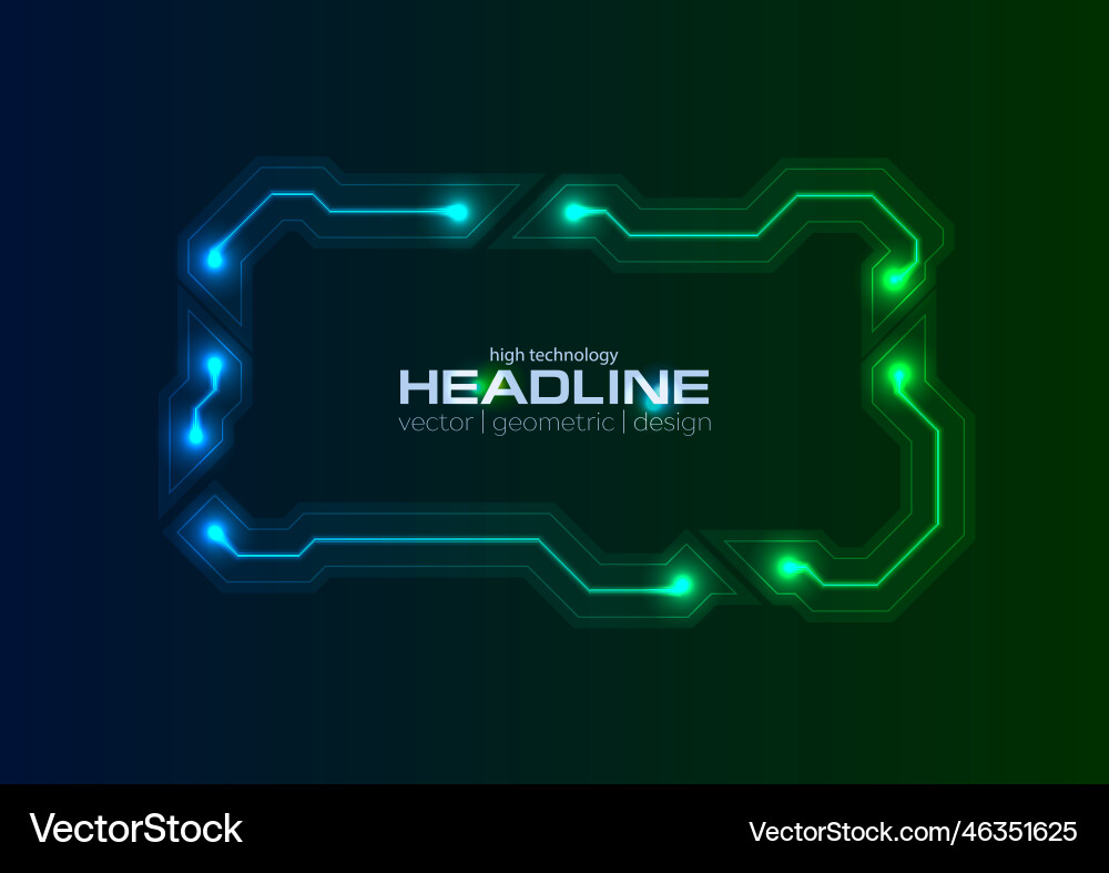 Frame from glowing neon circuit board lines Frame from glowing neon circuit board lines vector image