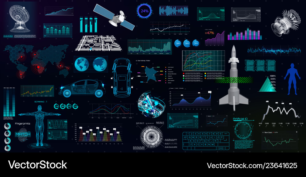 High-Tech UI Elements - Futuristic HUD vector image