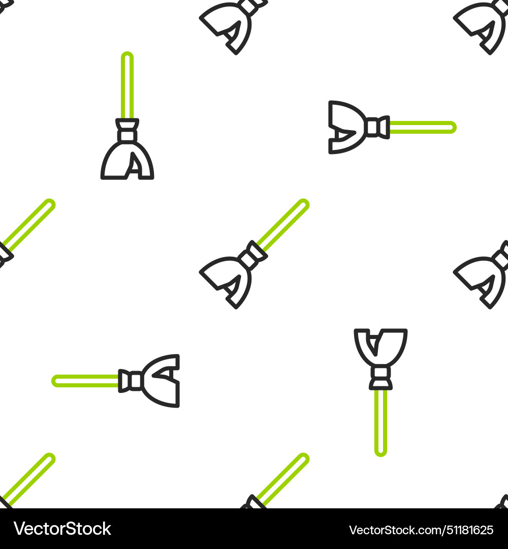 Line witches broom icon isolated seamless pattern Vector Image