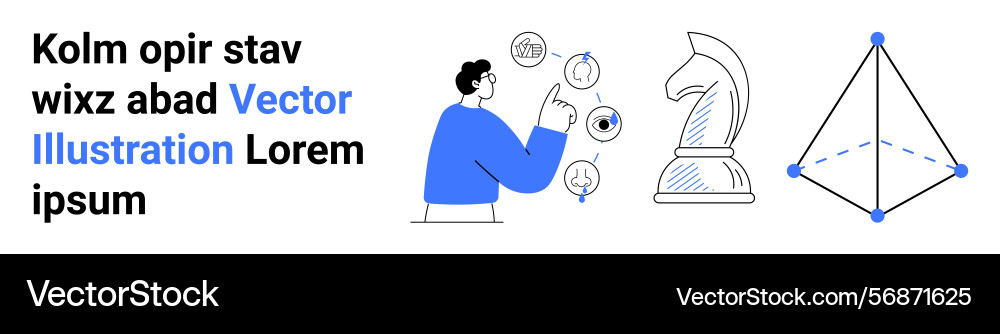 Man analyzing abstract diagrams with chess Man analyzing abstract diagrams with chess vector image