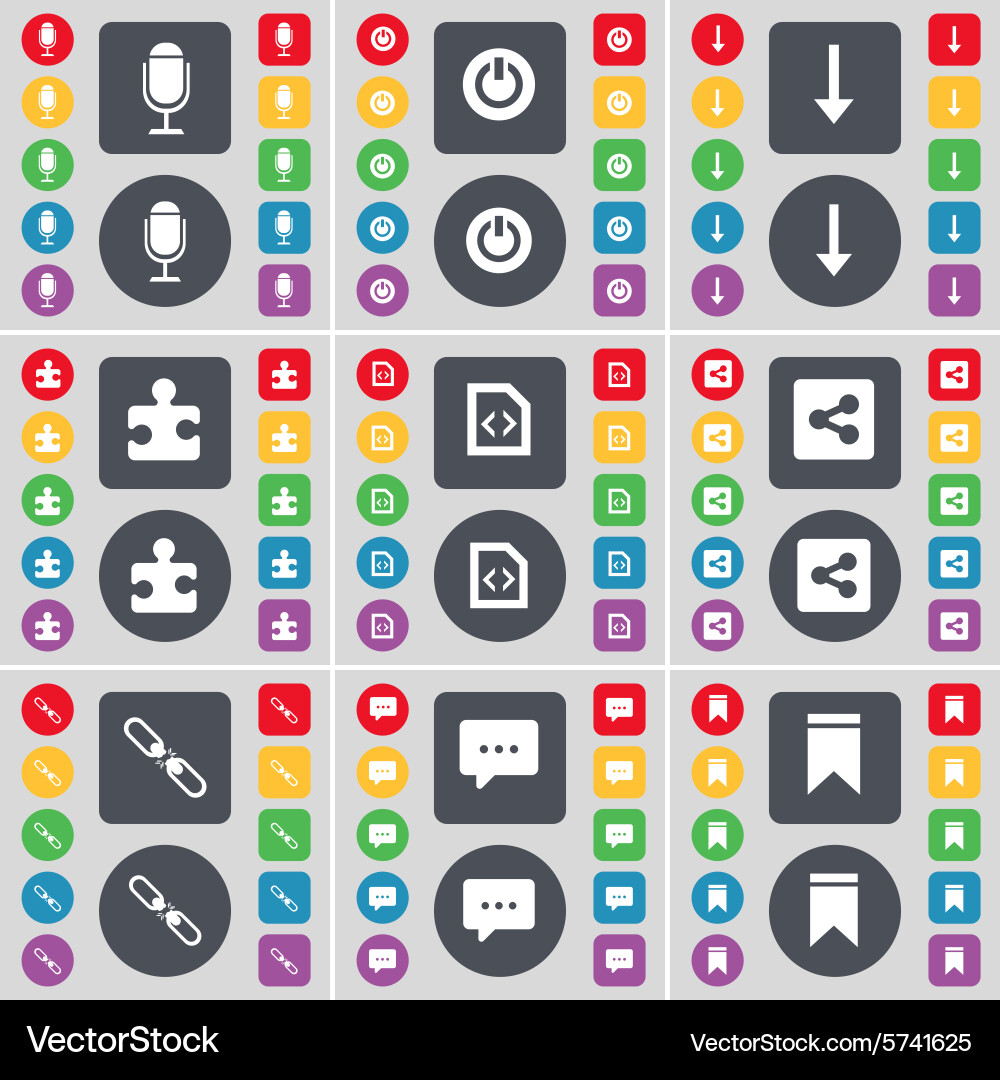 Microphone power arrow down puzzle part file share vector image