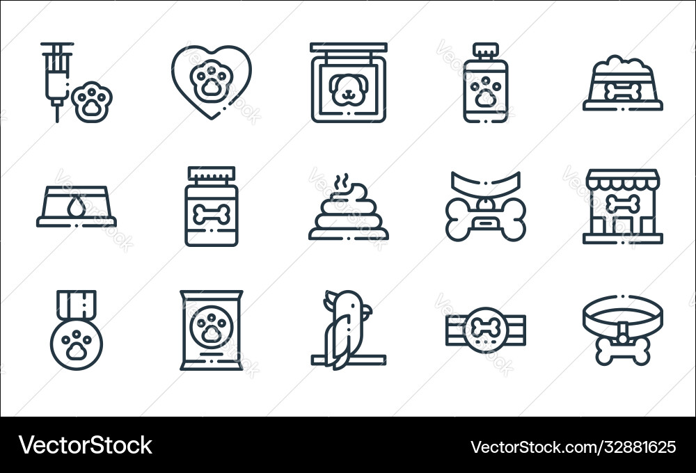 Pets line icons linear set quality Pets line icons linear set quality vector image