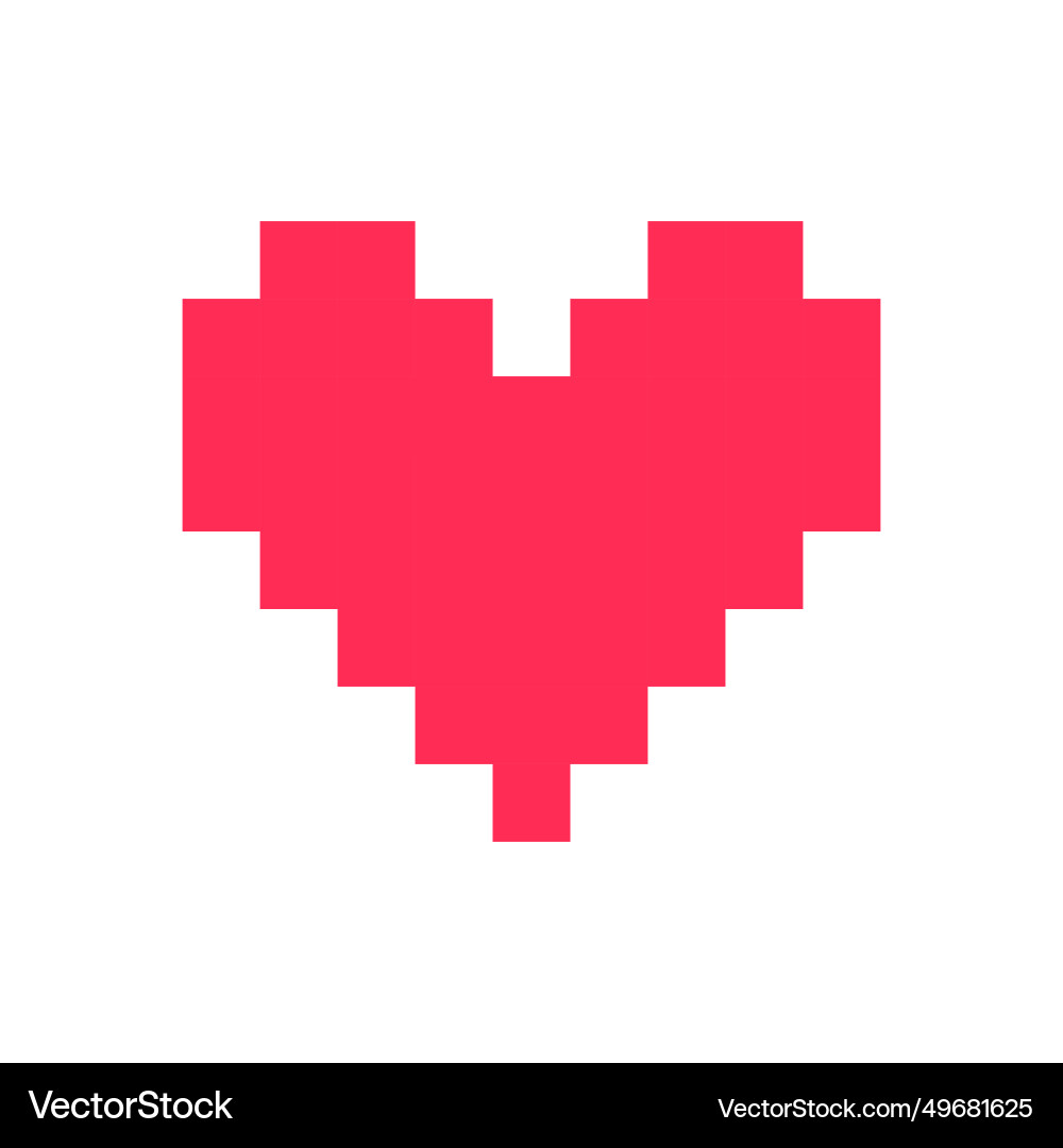 Pixel heart red 8 bit for poster pattern print Vector Image