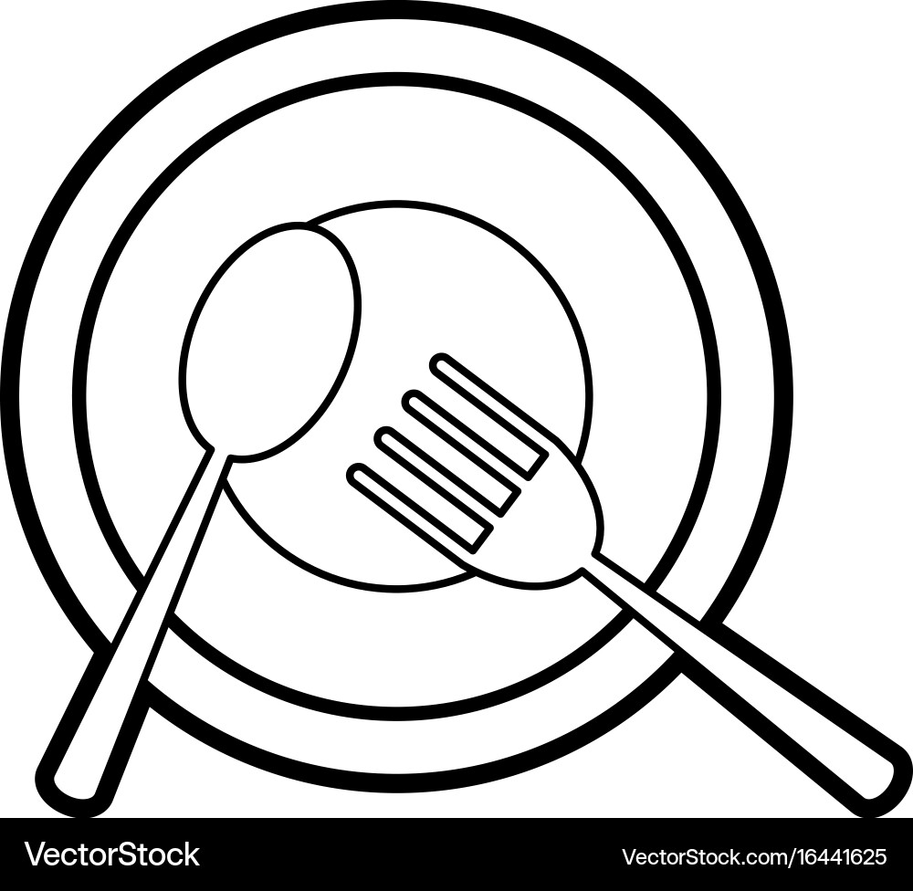 Plate with fork and spoon icon image Vector Image