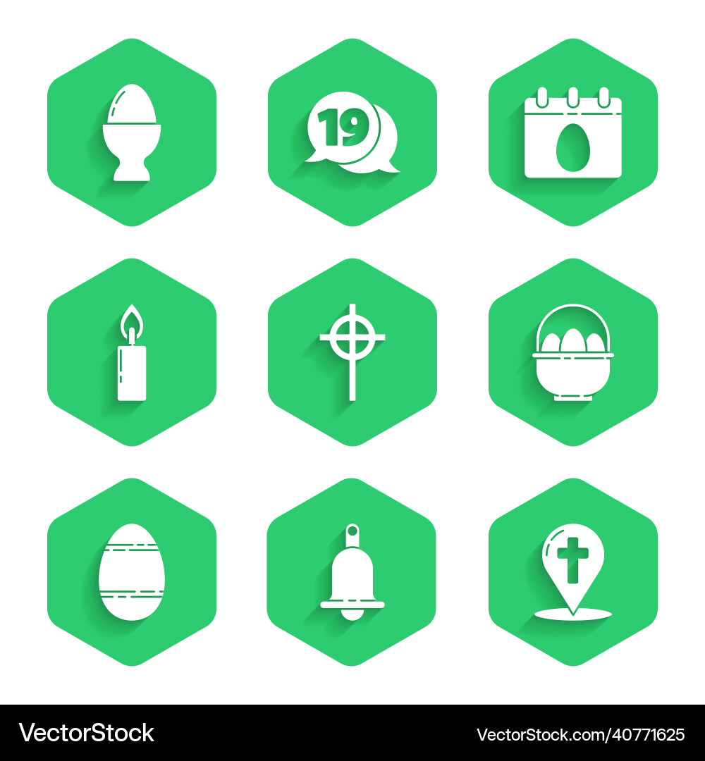Set christian cross ringing bell map pointer Set christian cross ringing bell map pointer vector image