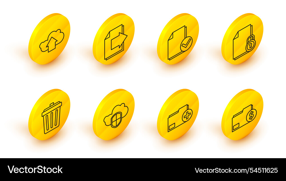 Set line finance document folder add new cloud Set line finance document folder add new cloud vector image
