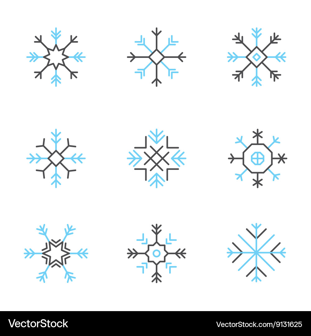 Snowflake-Symbole setzen variable Linie Vektorbild