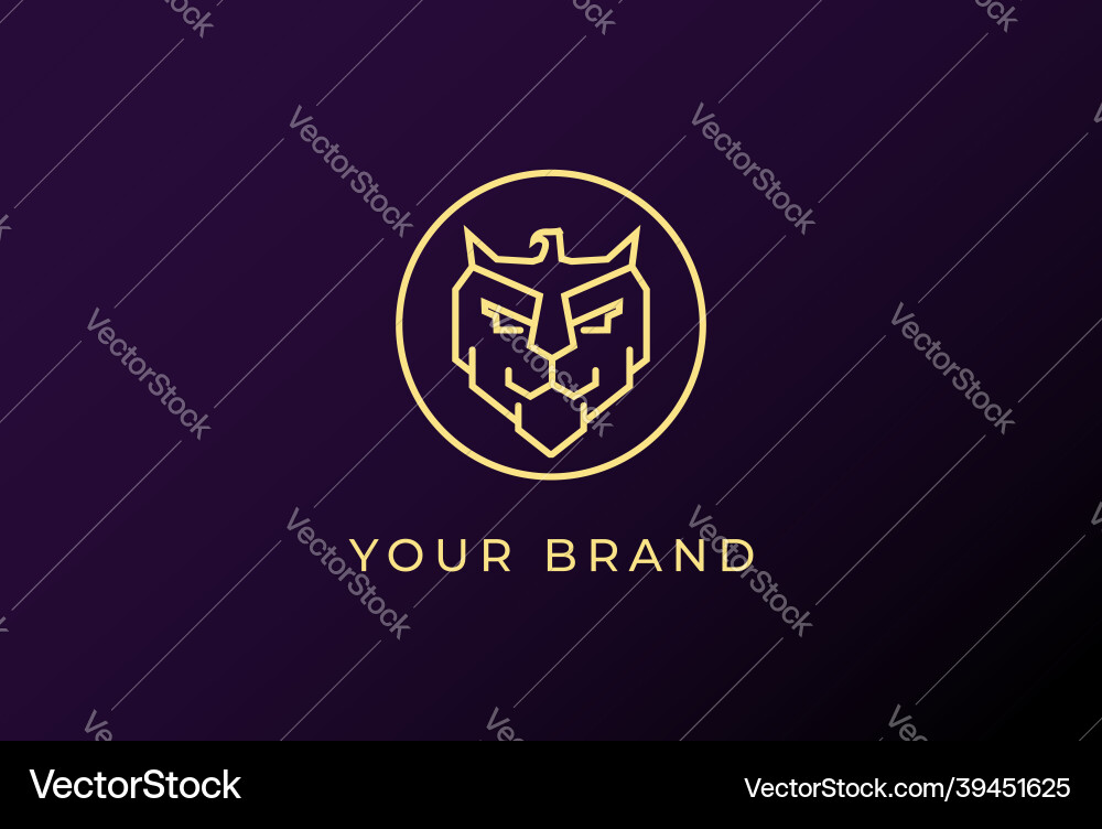 Strong golden tiger lion head face with eagle Strong golden tiger lion head face with eagle vector image