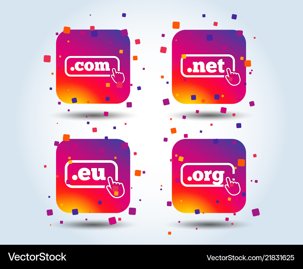 Top-level domains signs com eu net and org Top-level domains signs com eu net and org vector image
