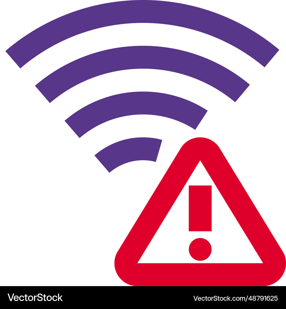 Warning feature enabled in wireless internet vector image