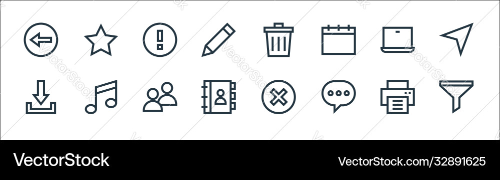 Web essentials line icons linear set quality Web essentials line icons linear set quality vector image