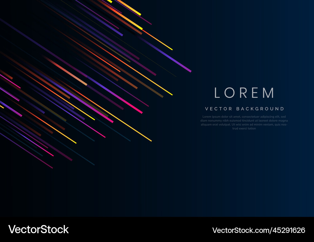Abstract colorful stripe diagonal lines on dark Abstract colorful stripe diagonal lines on dark vector image
