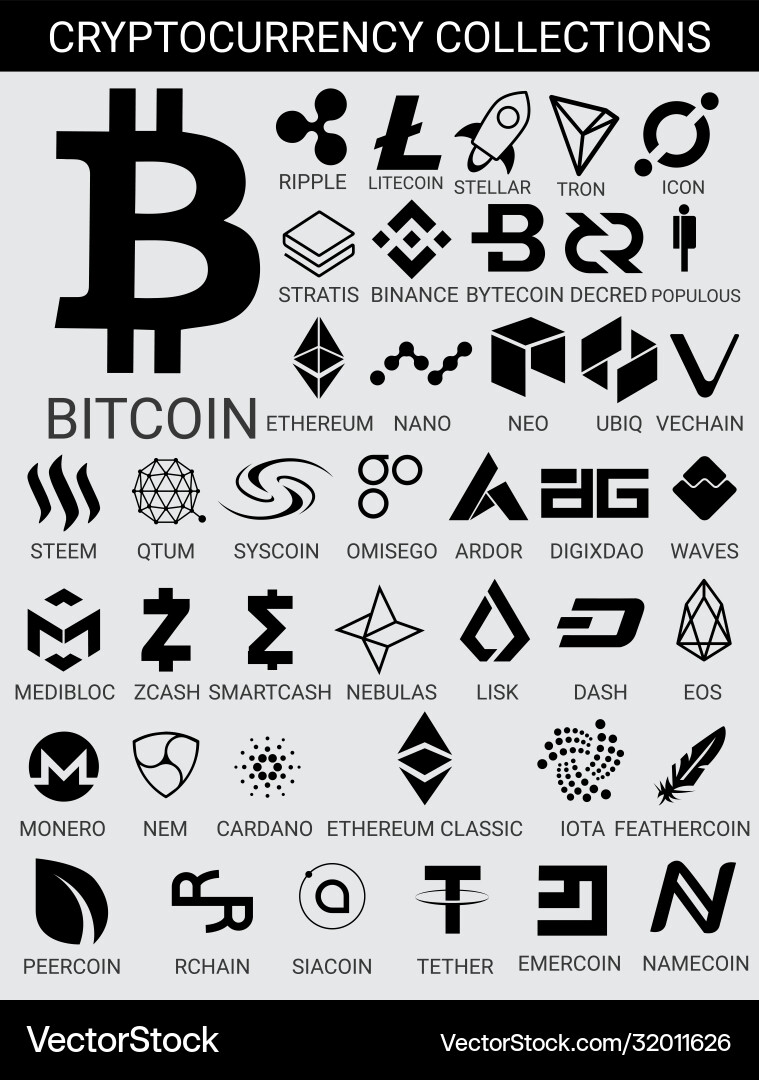 Black digital cryptocurrency logo icon symbol – Royalty-Free Vector |  VectorStock