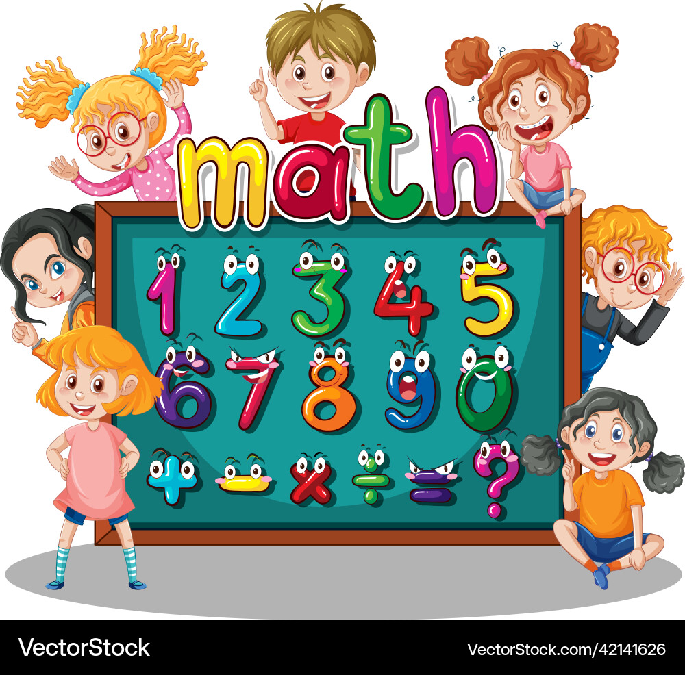Counting number 0 to 9 and math symbols Vector Image