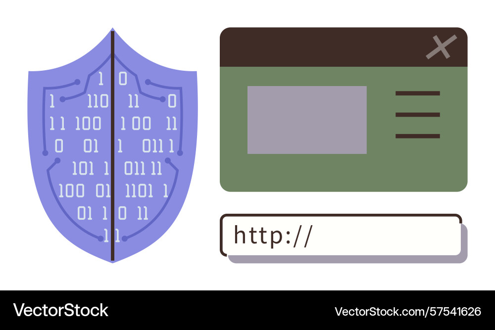 Digitaler Schild mit Binärcode-Browserfenster Digitaler Schild mit Binärcode-Browserfenster vektorbild
