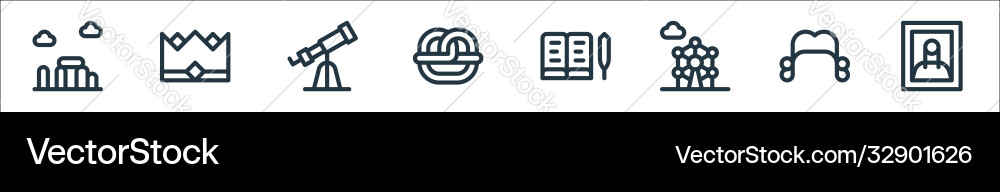 Europe line icons linear set quality Europe line icons linear set quality vector image