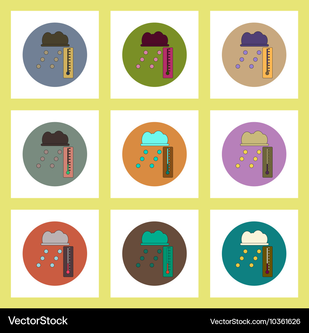 Flat icons set of hail and thermometer concept vector image