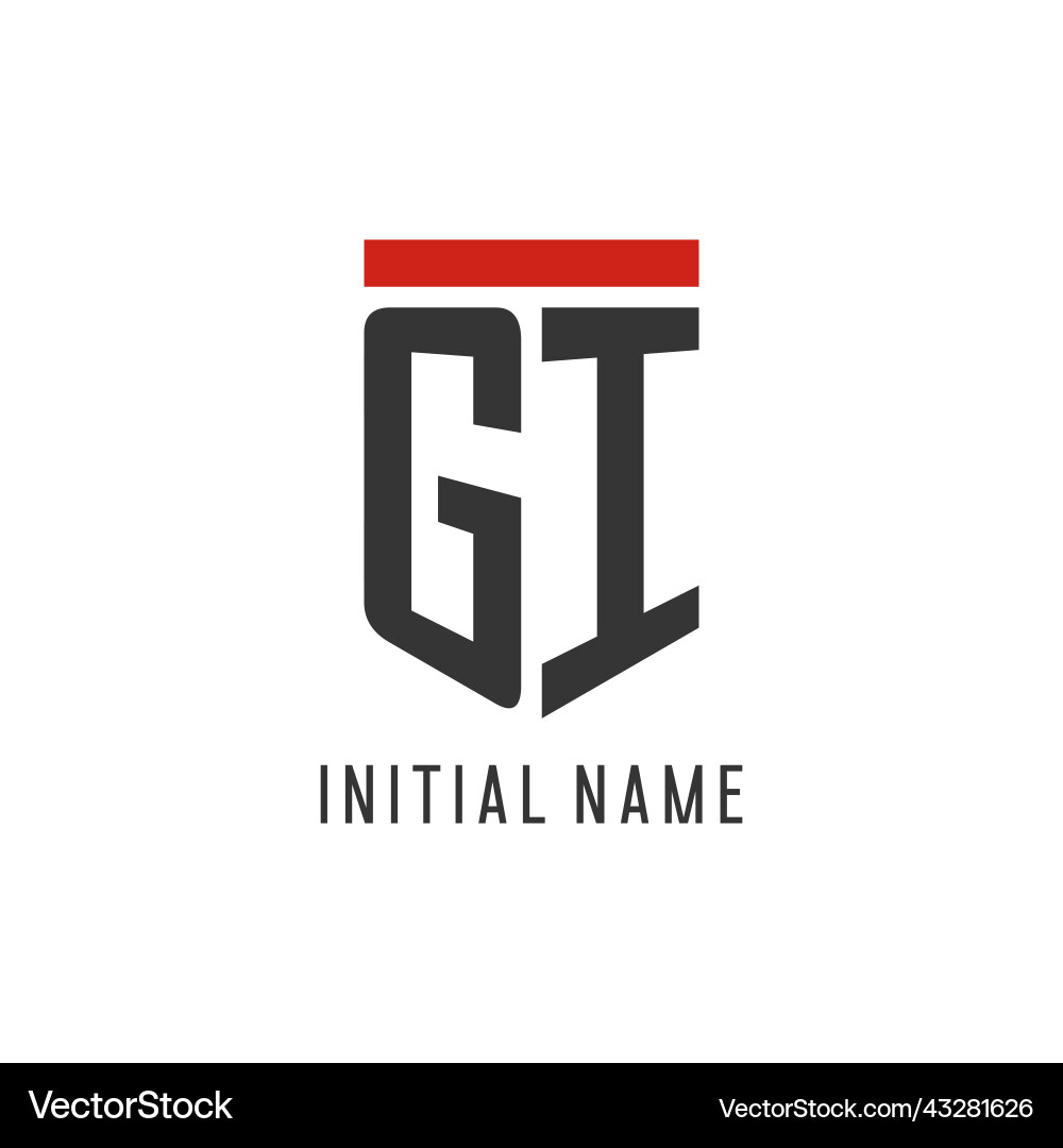 Gi initial esport logo with simple shield design Gi initial esport logo with simple shield design Vector Image