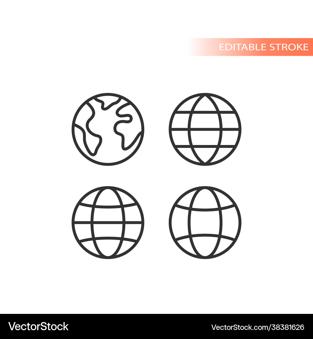Globe web line icon set Royalty Free Vector Image