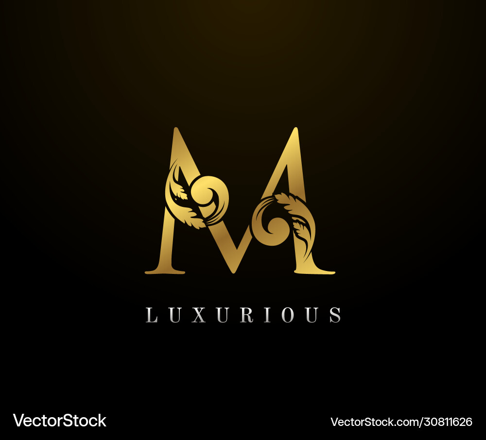 Gold elegant Buchstaben m Logo anmutig Stil Gold elegant Buchstaben m Logo anmutig Stil vektorbild