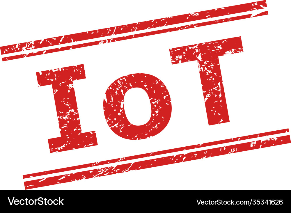 Iot seal with unclean texture and double parallel vector image