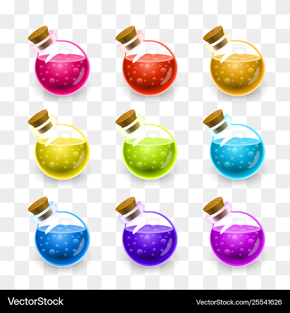 Magic flasks color set on a transparent Magic flasks color set on a transparent vector image