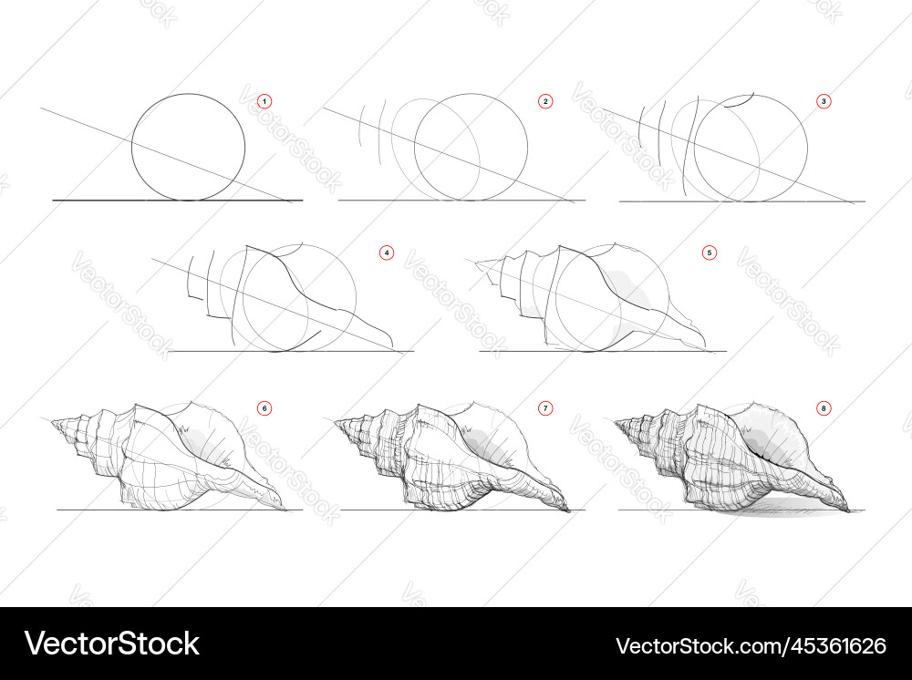 Page shows how to learn draw sketch of sea Page shows how to learn draw sketch of sea vector image