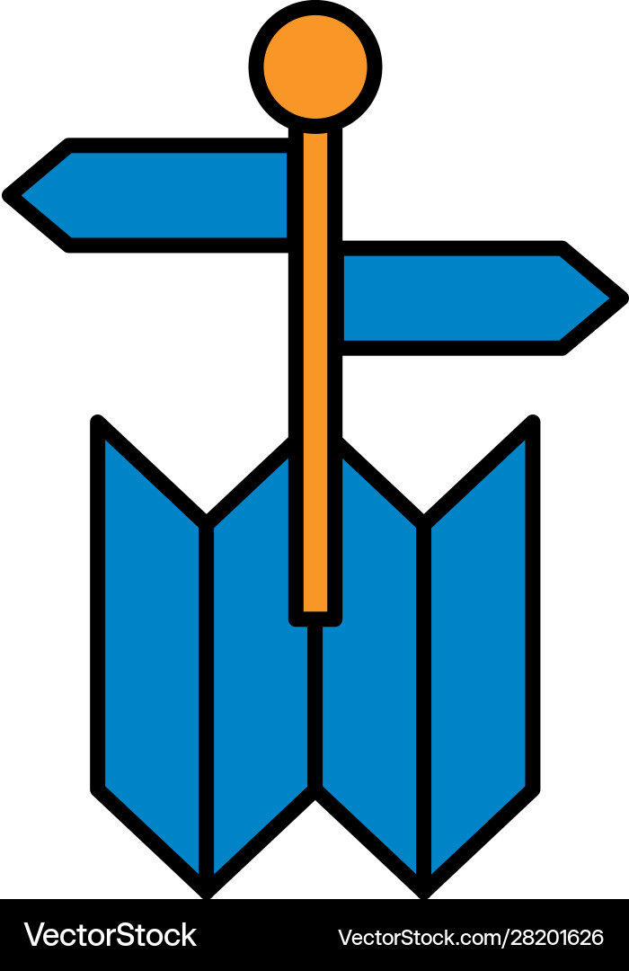 Paper map guide with traffic arrows signal vector image